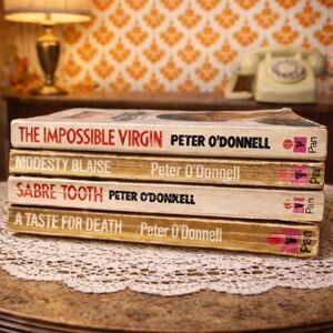 Vintage Peter O'Donnell Paperback Stack - Cream, White, Red Accents